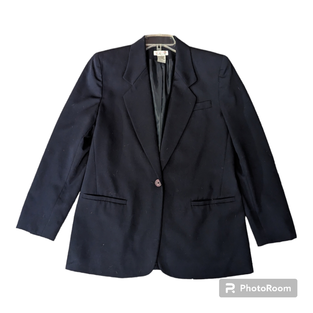 Vintage 90's Talbots Navy Blue Lined Long Sleeve Blazer. Women's 10